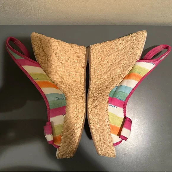 Coach Grace Watercolor straw wedge sandals multicolored Y2K Size 8.5 - Picture 7 of 11